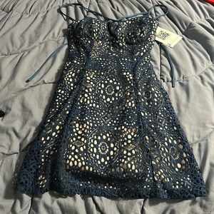 Emerald sundae Navy blue and tan dress . New with tags size small